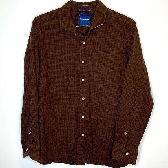 Large Tommy Bahama Chocolate Silk Blend LS Shirt in size Large - Picture 4 of 4